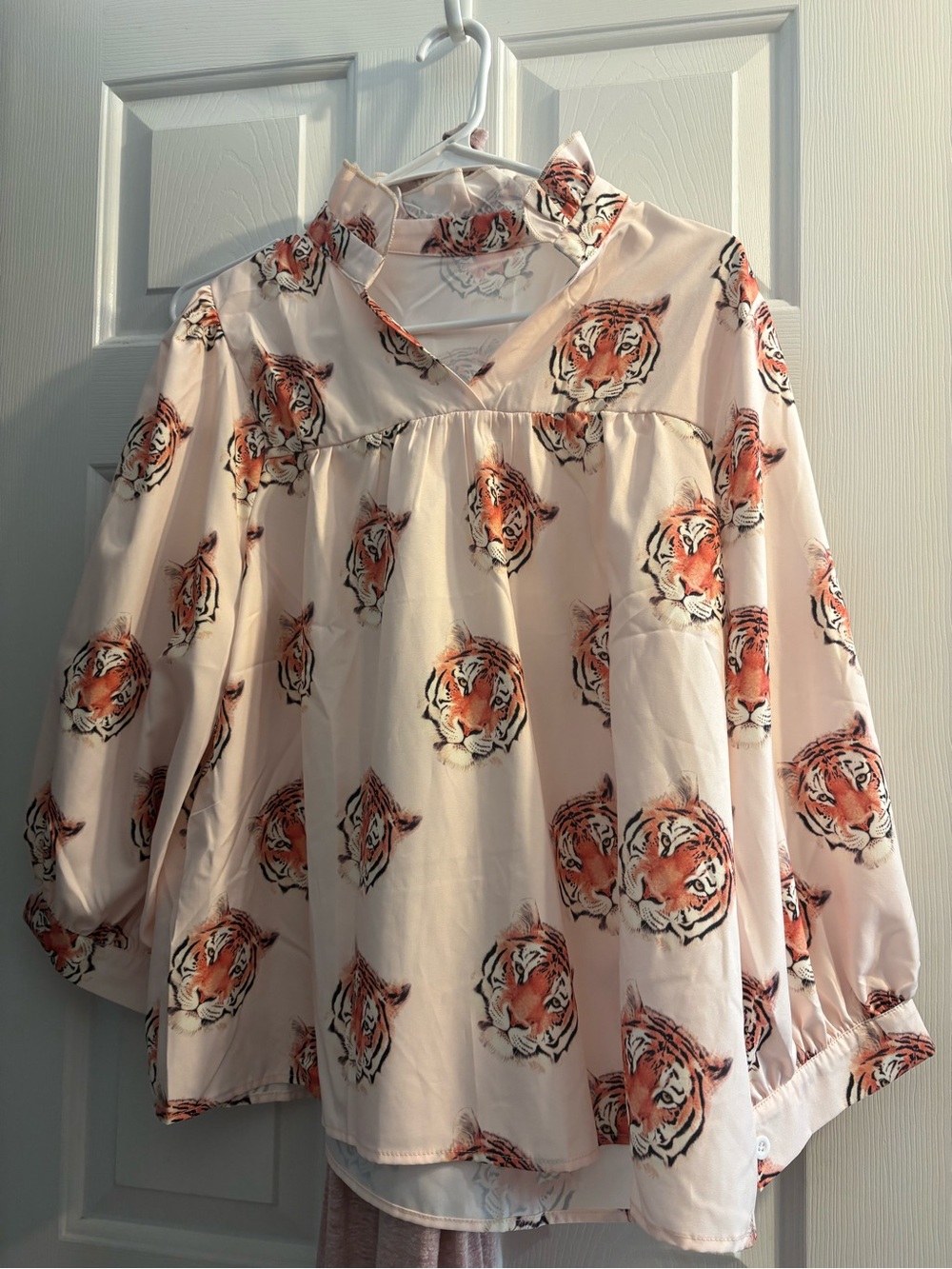 Tiger Print Pink Blouse size large